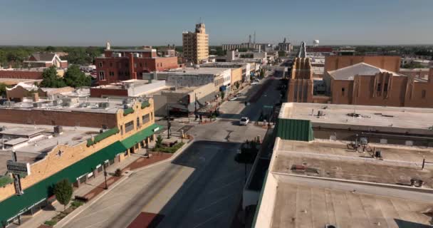 Flygfoto Mellanvästern Junction City Skyline Kansas Uhd — Stockvideo