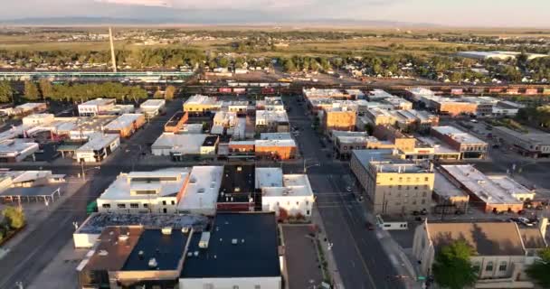 Flygfoto Mellanvästernstaden Skyline Laramie Wyoming Uhd — Stockvideo