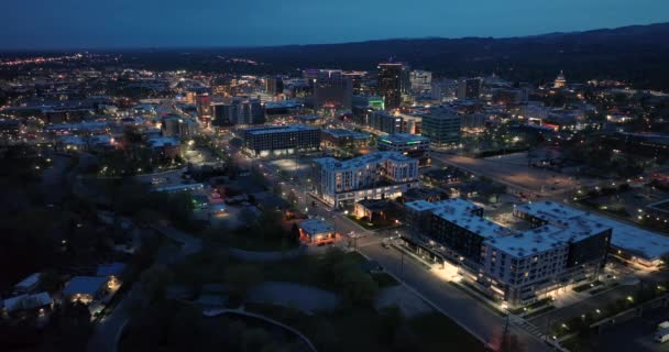 Caídas Nocturnas Ciudad Capital Idaho Boise — Vídeo de stock
