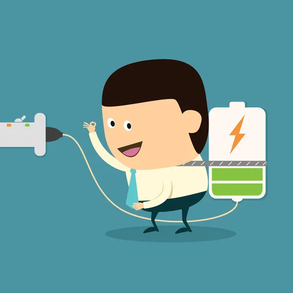 Pilin şarj edilmesi ile iş adamı