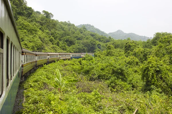 Ferrocarril a través de las montañas y bosque — Foto de Stock