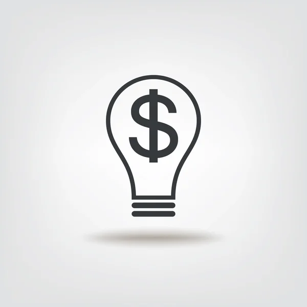 Idea di soldi con dollaro e lampadina segno concetto — Vettoriale Stock