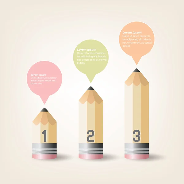 Conception de modèle de crayon d'infographie d'éducation — Image vectorielle