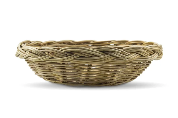 Wood wicker tray with white background — Stock Photo, Image
