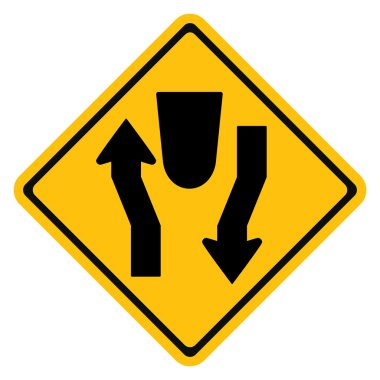 Warning traffic sign Divided highway clipart