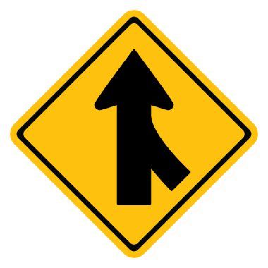 Uyarı trafik işaretleri, trafik sağdan birleştirir.