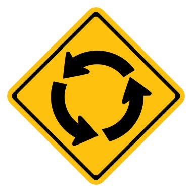 Warning traffic sign, Roundabout clipart