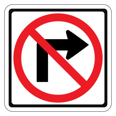 Warning traffic sign DO NOT TURN RIGHT clipart