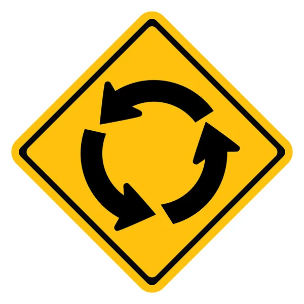 Warning traffic sign, Roundabout — Stock Vector