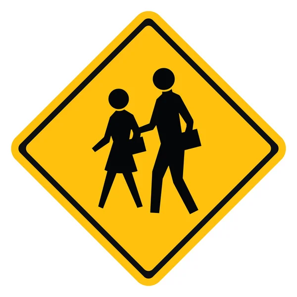Figyelmeztető közlekedési tábla, iskola — Stock Vector