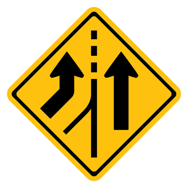 Warning traffic sign MERGING LANE