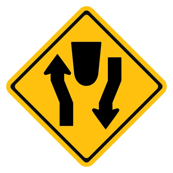 Warning traffic sign Divided highway — Stock Vector