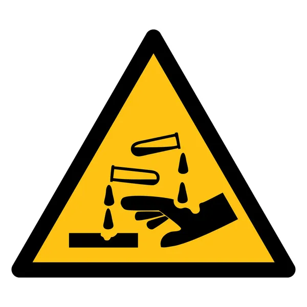 Warnschild, Vorsicht ätzende Substanzen — Stockvektor