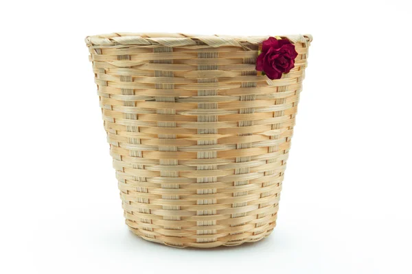 Bamboo basket isolated on white background — Stock Photo, Image