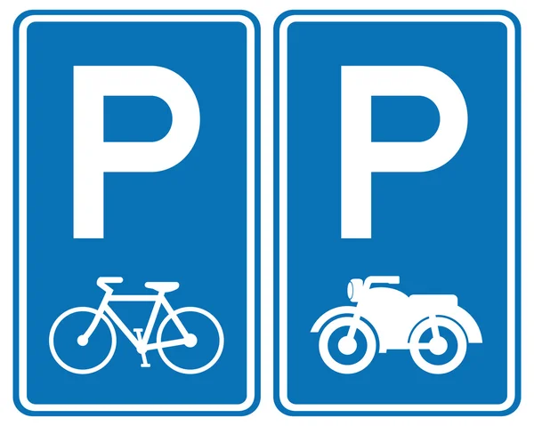 Sinal de área de parque para bicicletas e motocicleta —  Vetores de Stock