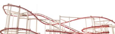 Line of red roller coaster rail