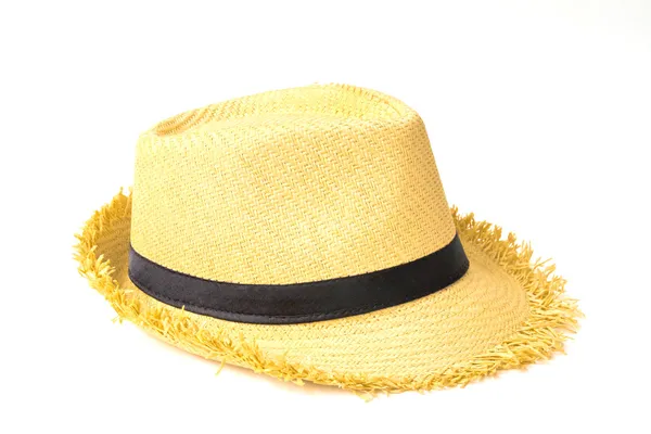 Sombrero de paja antiguo, fondo blanco —  Fotos de Stock