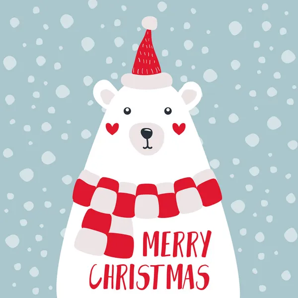 stock vector Winter christmas postcards polar bear vector card