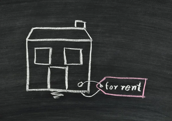 Home for rent on blackboard — Stock Photo, Image