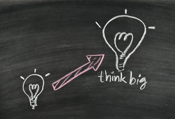 Think big and light bulb — Stock Photo, Image