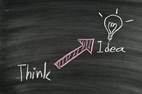 think idea and light bulb