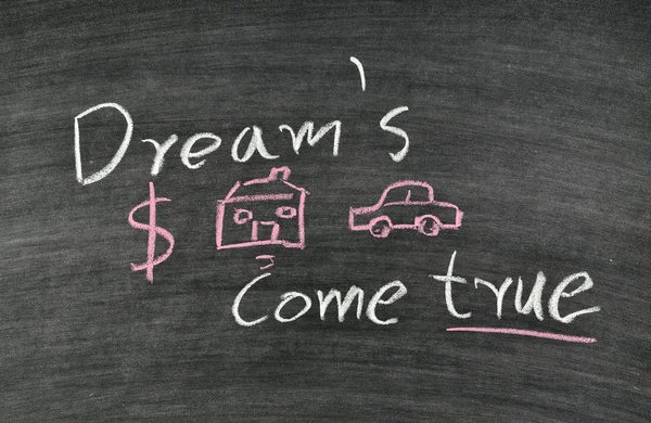 Dream 's come true words written on chalkboard — Fotografia de Stock