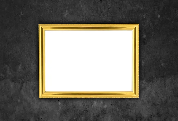 Houten frame op grunge muur met uitknippad — Stockfoto