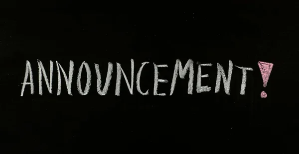 Word "announcement" on blackboard — Stock Photo, Image