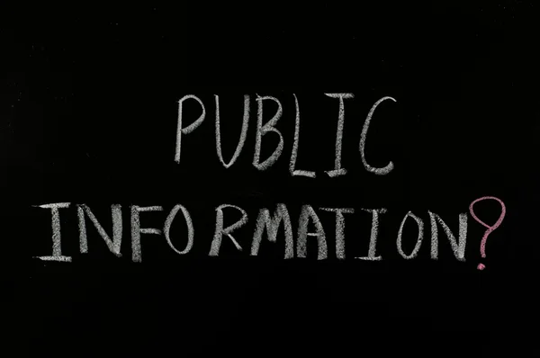 Word "public information" on blackboard — Stock Photo, Image