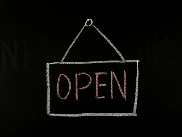 Open sign on blackboard — Stock Photo, Image