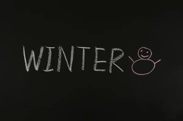 Kelime "kış" tahtada çizim — Stok fotoğraf
