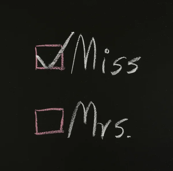 Checkbox choice Miss and Mrs. — Stock Photo, Image