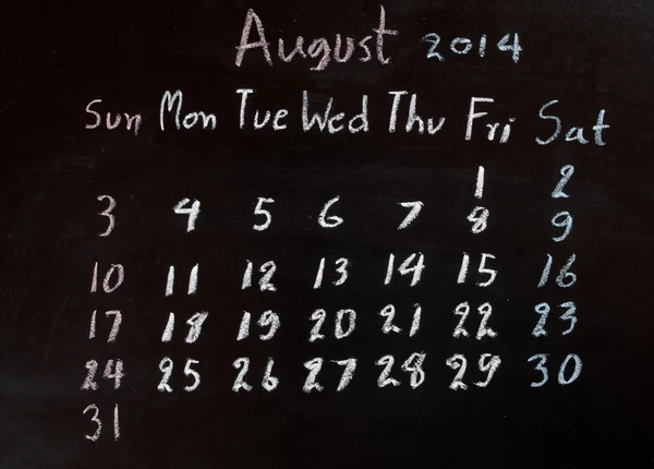 Calendario "agosto 2014 " — Foto Stock