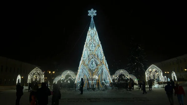 Iluminación Año Nuevo Territorio Del Kremlin Nizhny Novgorod Nizhny Novgorod — Foto de Stock