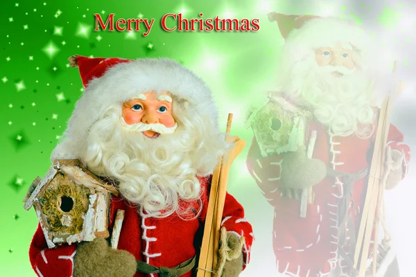 Weihnachtsmann auf weihnachtlichem Hintergrund — Stockfoto