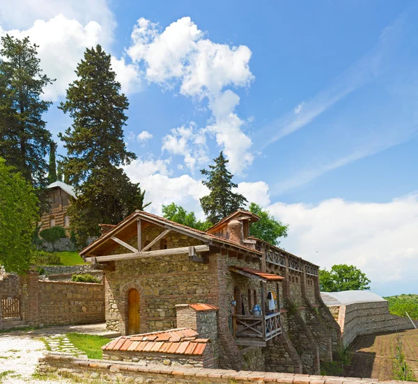 Panorama van historische middeleeuwse shuamta klooster in alazani vallei, repub — Stockfoto