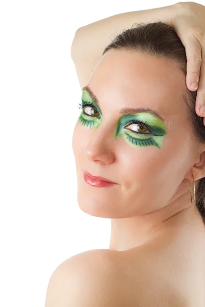 Exotisk professionell makeup kvinna på vit bakgrund — Stockfoto