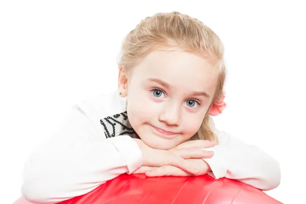 Beautiful girl child on white background isolated — Stock Photo, Image