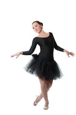 güzel kadın bale dansçısı ayakta poz izole beyaz arka planda - fotoğraf serisi