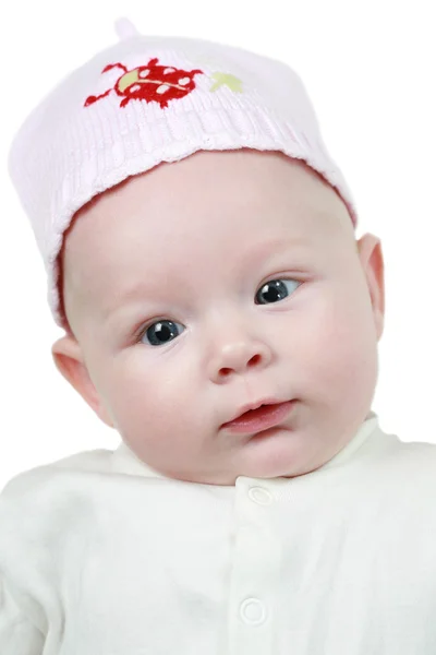 Cute newborn little baby girl with blue eyes — Stock Photo, Image
