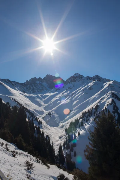 Montanhas de inverno em Ak Bulak, Almaty, Cazaquistão, Ásia — Fotografia de Stock