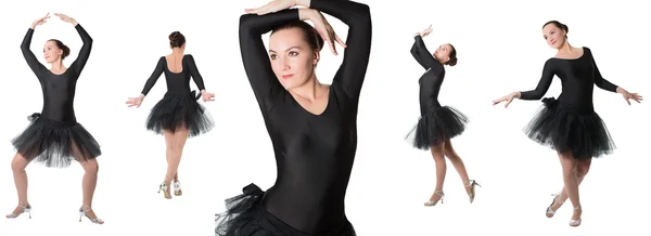 Collage of woman ballerina dancer standing pose on isolated white background. The concept of Sport and Health — Stock Photo, Image