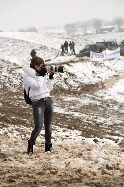 Almaty, Kazakhstan - February 21, 2013. Off-road racing on jeeps, Car competition, ATV. — Stock Photo, Image