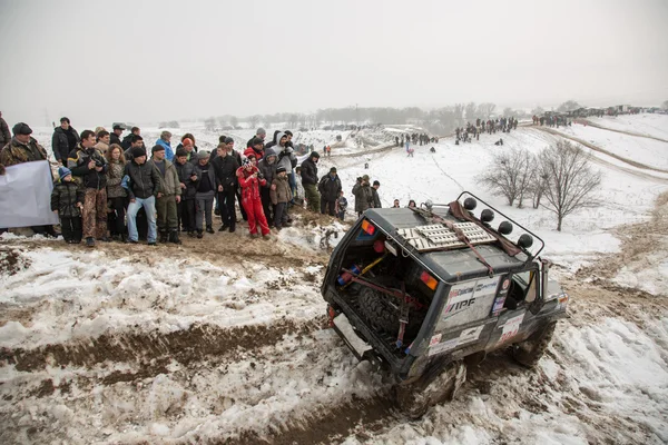 Almaty, Kazakhstan - February 21, 2013. Off-road racing on jeeps, Car competition, ATV. — Stock Photo, Image