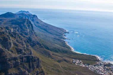 Scenic View in Cape Town, Table Mountain, South Africa from an aerial perspective clipart