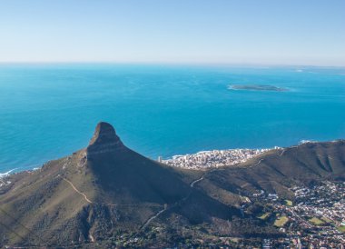 Scenic View in Cape Town, Table Mountain, South Africa from an aerial perspective clipart