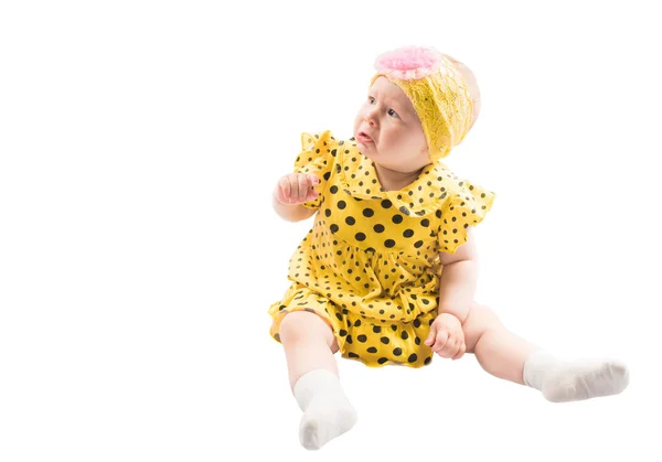 Adorable petite fille enfant isolée sur fond blanc — Photo