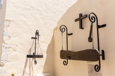 Yunan dini sembol, çapraz, crete, Yunanistan içinde manastır duvarda adlı plak