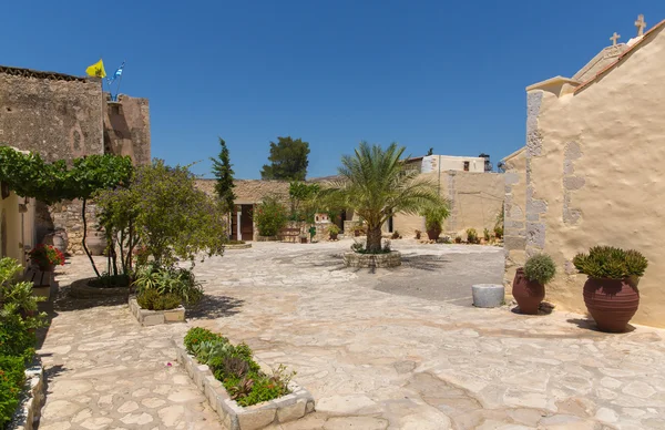 Monastery (friary) in Messara Valley at Crete island in Greece. Messara - is the largest plain in Crete — Stock Photo, Image