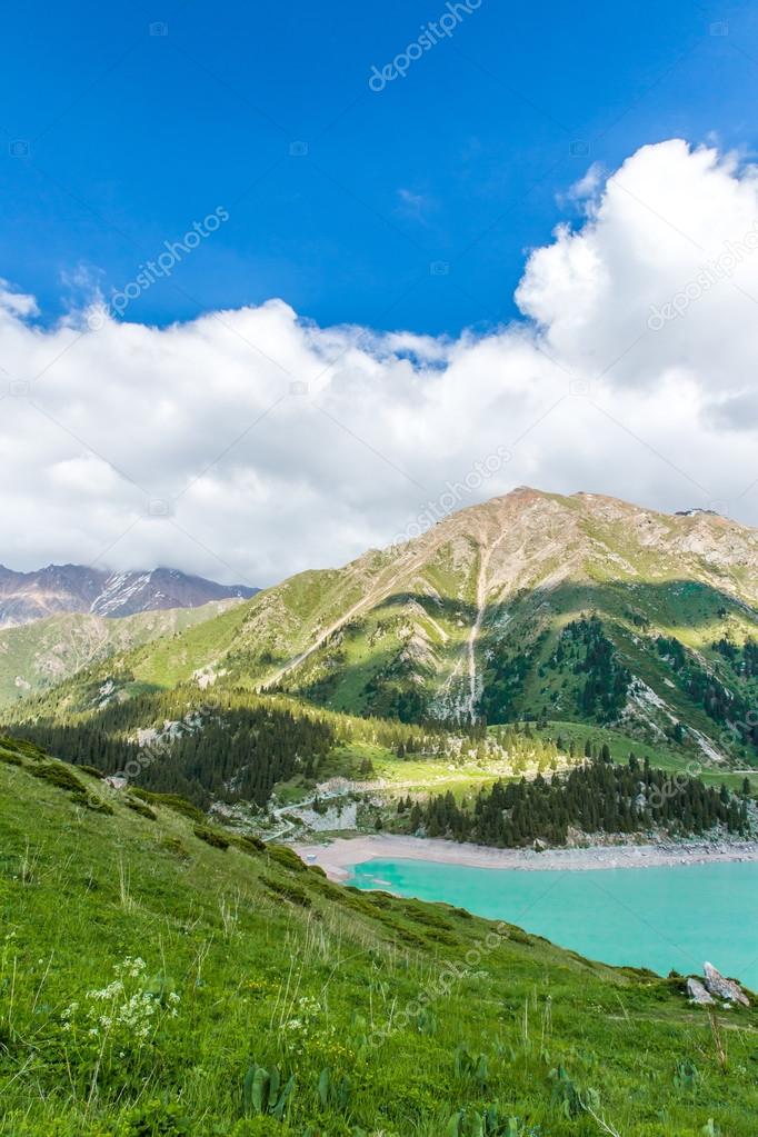 Spectacular scenic Big Almaty Lake ,Tien Shan Mountains in Almaty, Kazakhstan,Asia at summer